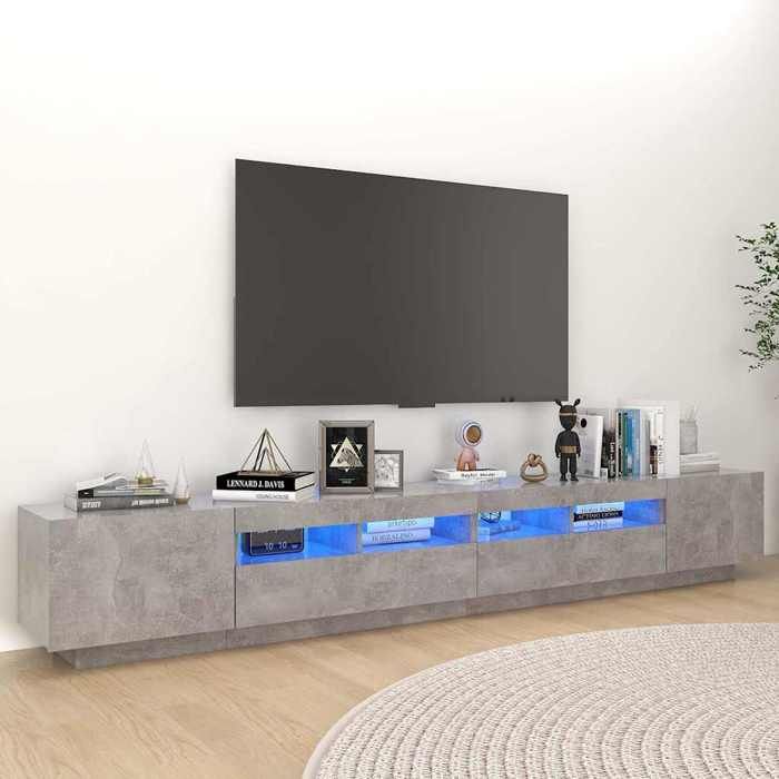 LED Meuble TV(1 PC) - VIDAXL - ARMOIRE TV - SUPPORT TV - Gris béton 260x35x40 cm T3267