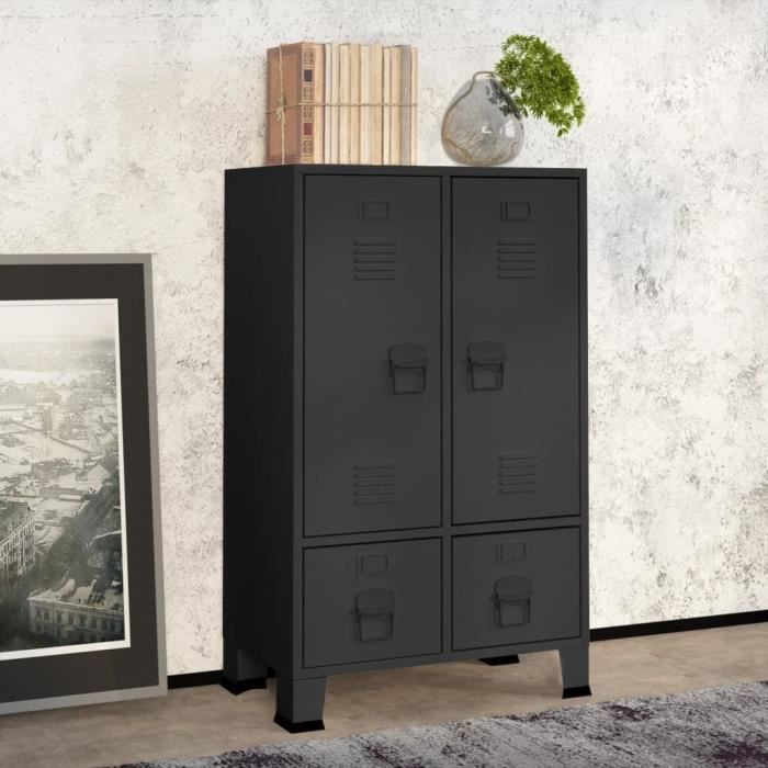 Garde-robe - AKOZON - AKO7867916670986 - Anthracite - Acier - 2 étagères réglables