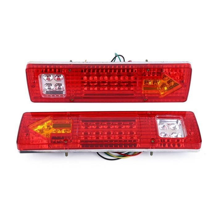 Bande LED Flexible 48 LED Feu Stop Clignotant Moto - Lot De 2 - Rouge Et Ambre 12V