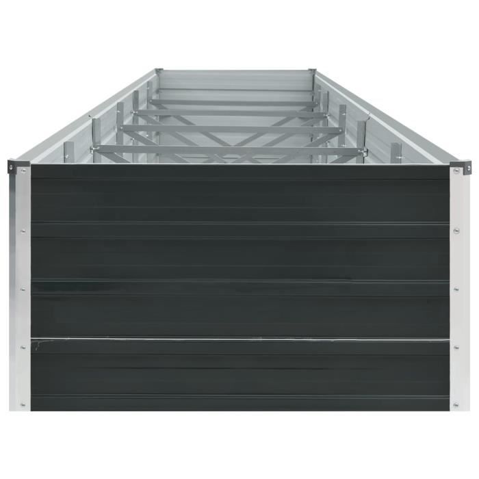 Jardinière Surélevée Métal 240x80cm - Bac Potager Extérieur | Acier Galvanisé Anthracite