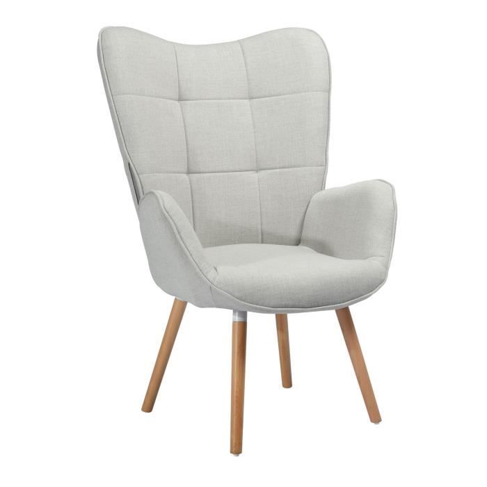 Furnish1 Fauteuil Salon Couleur Gris Clair Style Scandinave Tissu Et Pieds En Bois De Hetre 68x74x106cm Achat Vente Fauteuil Cdiscount