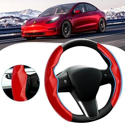 Rouge 1 paire - 2PCS Housse de volant de voiture pour Tesla Model 3 -Model  Y Protecteur de volant en fibre de - Cdiscount Auto