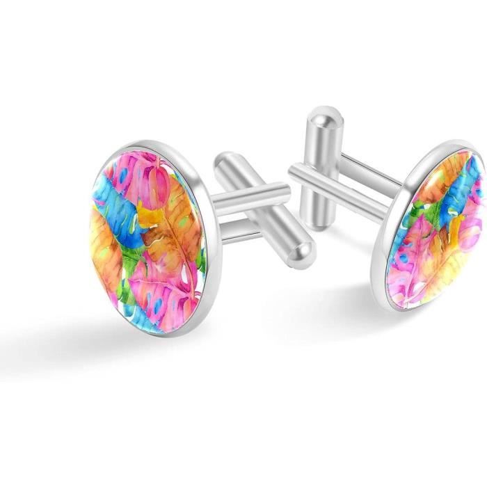 Boutons De Manchette Homme Acier Inoxydable - Motif Fusée Carré Rouge, Cadeau élégant Pour Chemise (2,6 X 0,9 Cm)