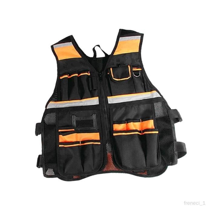 Muteitt Gilet Outils Sécurité Réfléchissant - Multifonction Avec Poches | Fermeture Éclair | Taille Unique 62x60cm