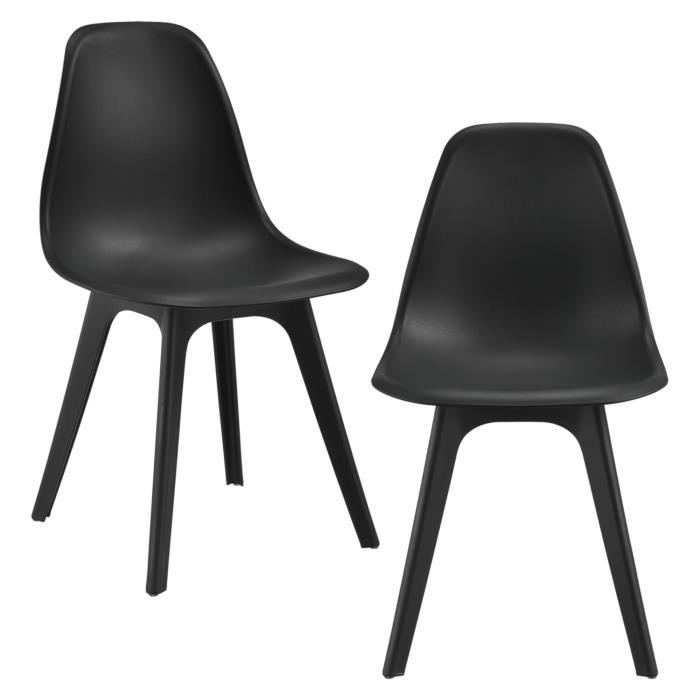 set de 2 chaises de cuisine salle a manger plastique 83 cm noir - classique - intemporel