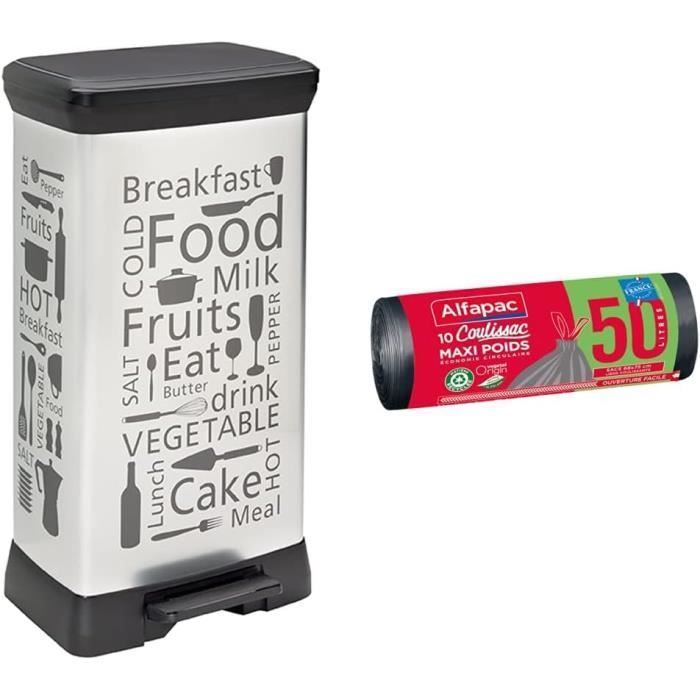 MAXCRAFT Poubelle à Pédale 60L Rectangulaire Decobin Verte - Double Seau Intérieur, Fermeture Douce, Acier Et Plastique Recyclé Poubelle Cuisine 50 Litres Sans Contact
