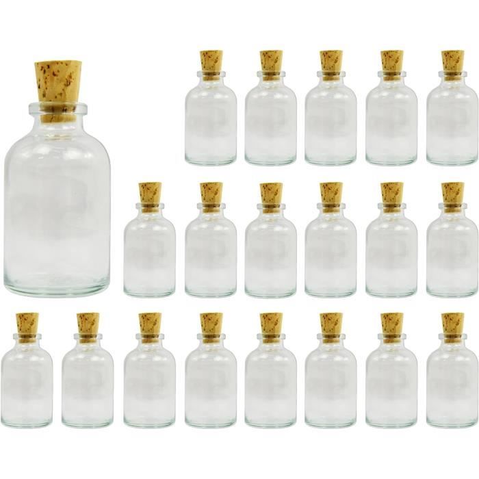 GEEHUA Lot de 8 mini bouteilles en verre transparent de 3 ml avec bouchon en liège et porte-clés pour loisirs créatifs, fête de mariage, décoration d'intérieur GEEHUA Lot de 8 mini bouteilles en verre transparent de 3 ml avec bouchon en liège et porte-clés pour loisirs créatifs, fête de mariage, décoration d'intérieur