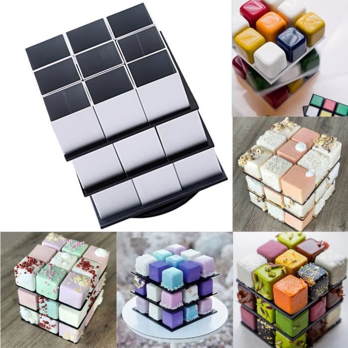 Cube Metal 3d Gateau Moule A Trois Couches De Rotation Mousse Gateau Dessert Faire Cuire Moule Outil Wtx Cdiscount Maison