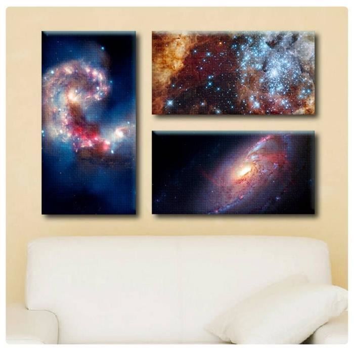 Star Nasa Astronomic Hubble Space Galaxy Imprimer Sur Canvas Synthetique Non Encadre Non Monte 59x30cm Set De 3 Lot Cdiscount Maison