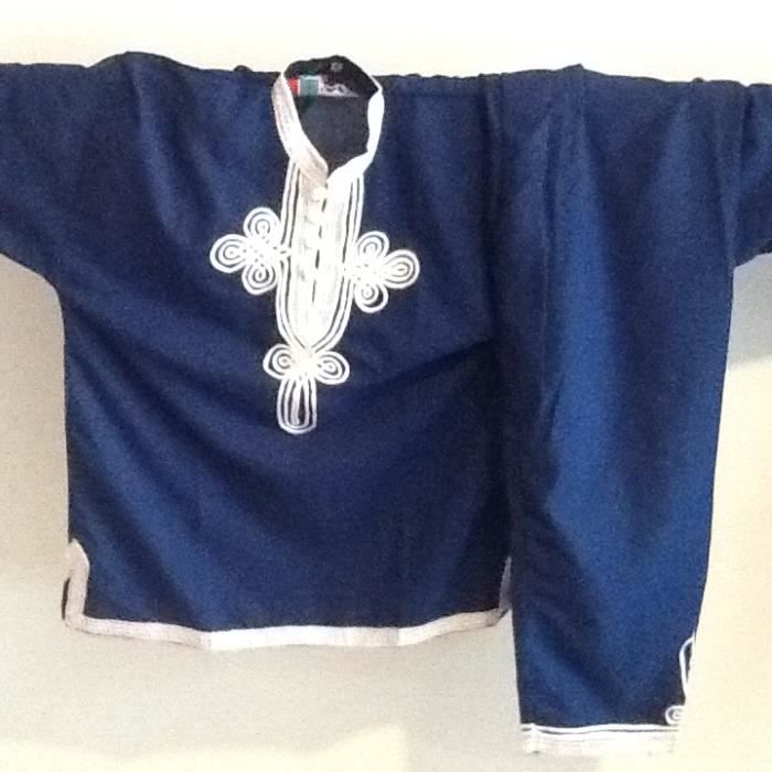 Ensemble Djellaba Garcon Enfant Bleu Blanc 8 10 Ans Pyjama Maroc Cdiscount Pret A Porter