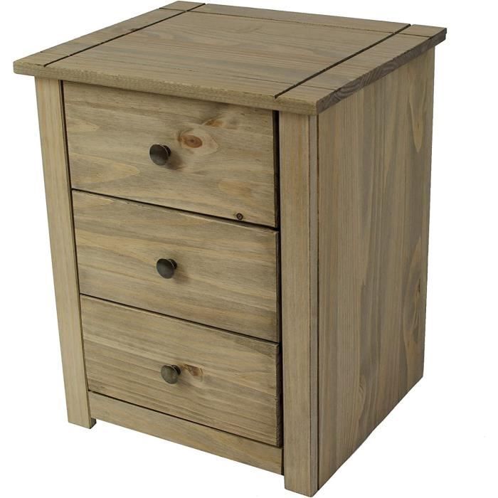 Vida Designs Panama Commode de chambre en pin ciré massif à 4 tiroirs