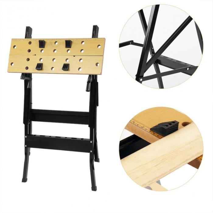 Etabli Pliable Et Orientable Avec 100 Kg De Charge Maximale Outils De Reparation D Atelier Table Shop Workbench Abi Achat Vente Etabli Meuble Atelier Etabli Treteau Pliant Cdiscount