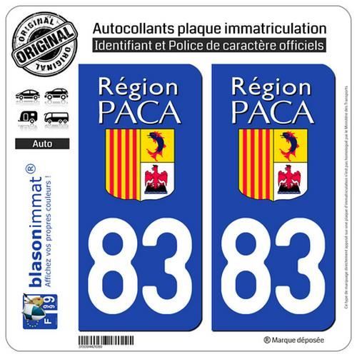 2 Autocollants plaque immatriculation Auto 83 PACA - LogoType