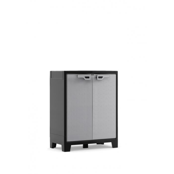 Armoire basse ULIAGA en résine gris/anthracite Cdiscount Jardin