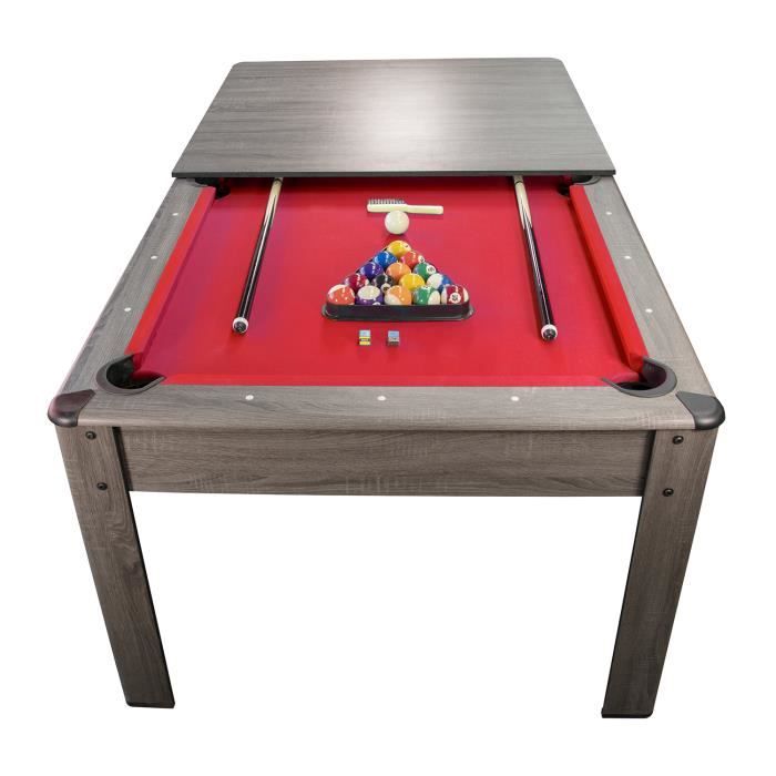 Table de Billard Americain AMBIANCE 7Ft - Gris et Tapis Roug