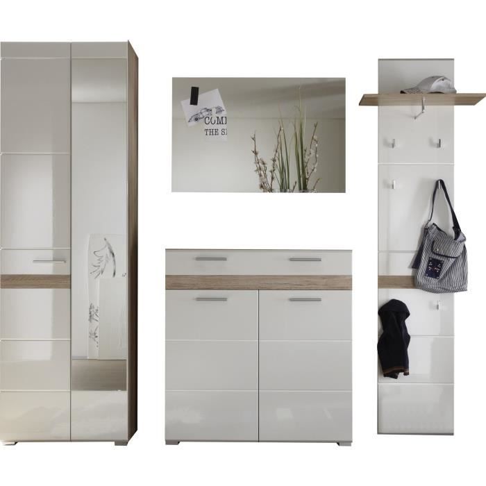 Vestiaire avec armoire 2 portes , meuble à chaussure , miroir et meuble