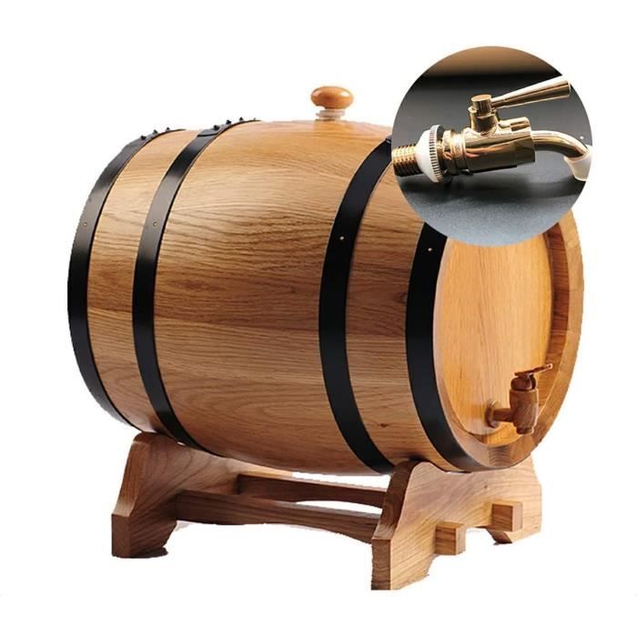 Distributeur de Whisky Vintage en Bois de chêne Kimmyer Vinification de Haute qualité Baril 5 L / 175 FL oz Volume Grand Cadeau pour Hommes et Femmes Baril de Bois pour Port de bière 