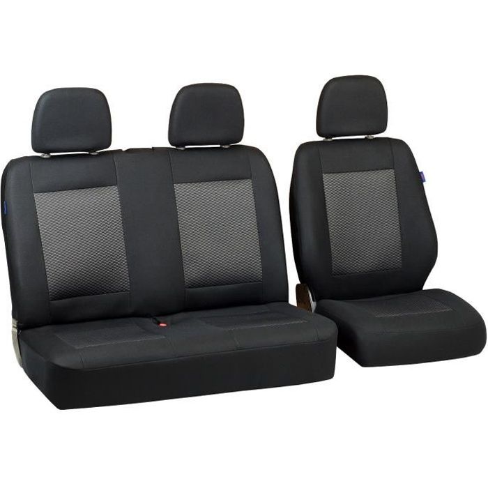 Housses De Siège Fiat Scudo Zakschneider - Set 1+2 - Noir Matelassé Carrés - Protection Et Style