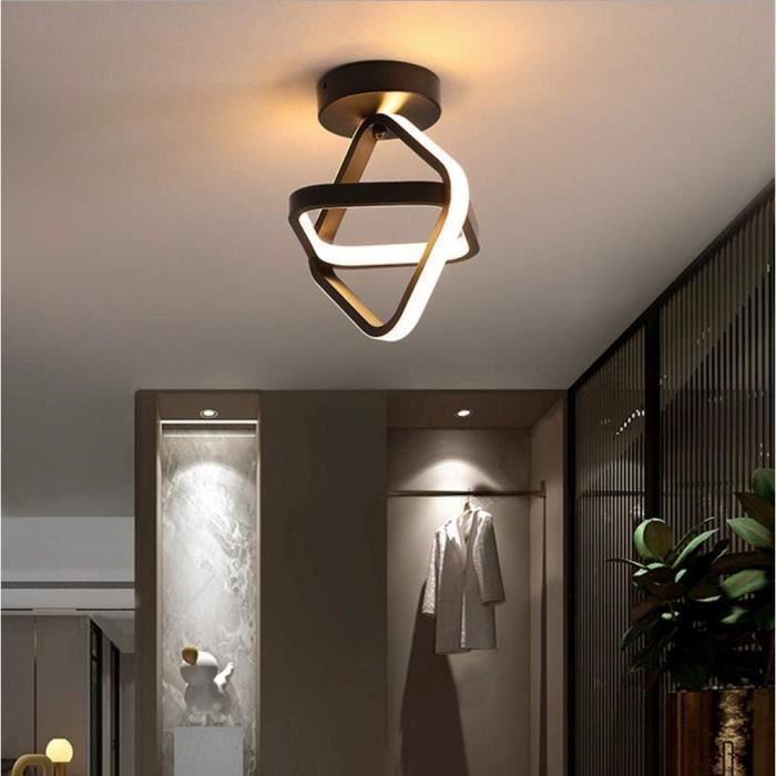 Plafonnier LED Moderne Lampe de plafond géométrie Carrée Lustre chic Blanc  Chaud 3000K Lumière pour Couloir Salon Chambre 22W - Noir - Cdiscount Maison