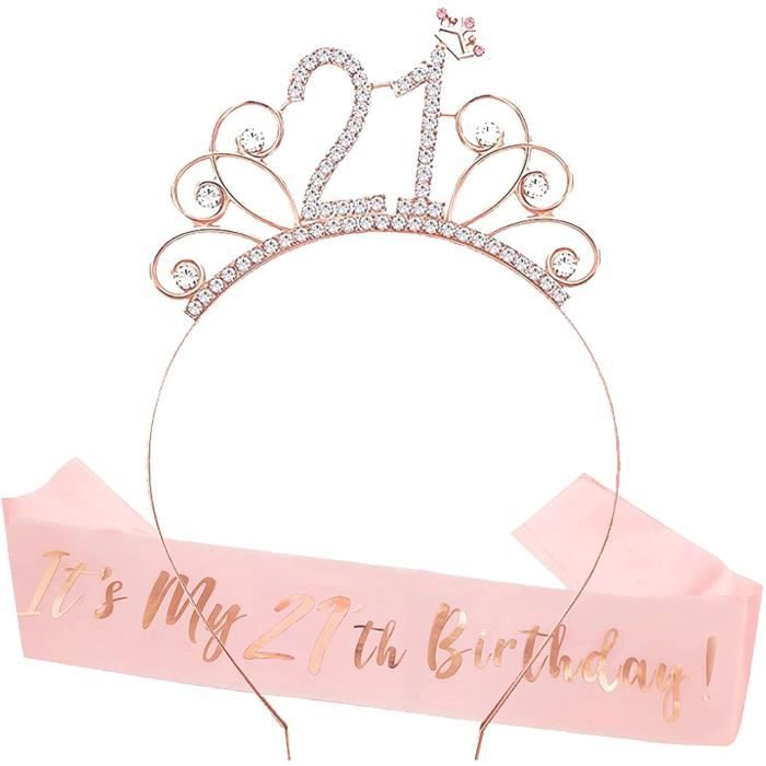 Banniere D Anniversaire 21 Ans Decoration D Anniversaire Pour Fille Banniere En Or Rose Accessoire De Fete Pour Fille Tiare Cdiscount Maison