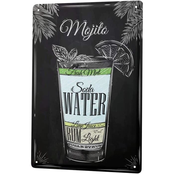 Plateau rond en métal au motif Mojito