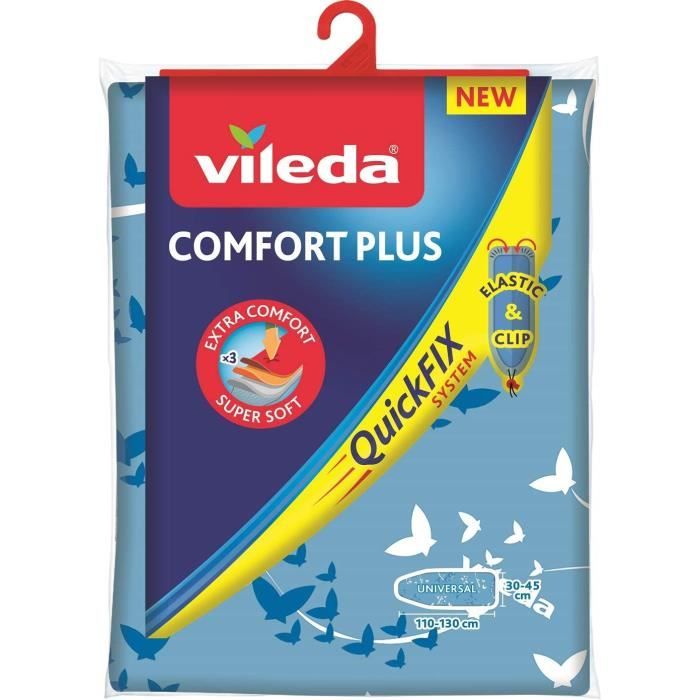 Housse De Planche à Repasser Vileda Comfort Plus - Taille Universelle Jusqu'à 130x45 Cm - Design Papillon Housse Planche à Repasser Vileda