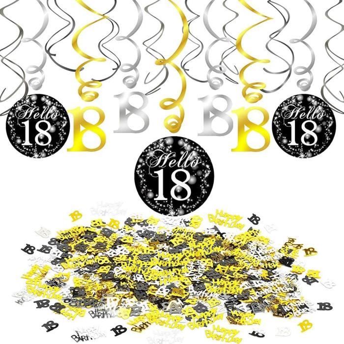 12 pièces 18e anniversaire suspendus décorations spirales turbinantes numéro 18 confettis de table pour femme garçon 18 ans anniversaire décorations Reyok 18 Kit de décorations pour anniversaire