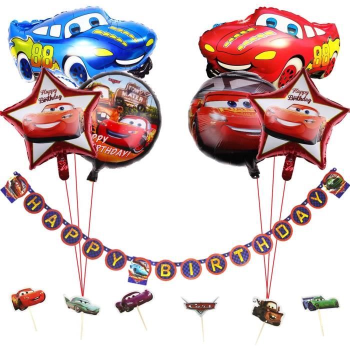 Fournitures De Fete D Anniversaire De Voiture Pour Les Garcons Avec Theme De Vehicule Banniere Joyeux Anniversaireballons De Feuil Cdiscount Maison