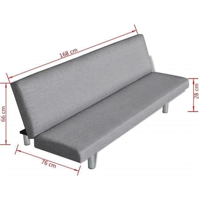 canapé clic-clac sofa - canapé-lit gris clair polyester -qut