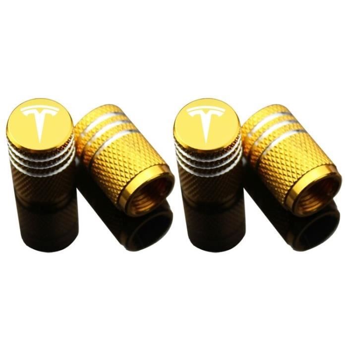 4 Bouchons De Valve En Aluminium Pour Pneus - Compatible Tesla Model 3 S X Y, Voiture, Moto, SUV - Antirouille