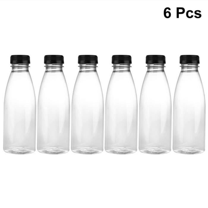 Pack De 6 Bouteilles En Plastique Transparent 500ml - Parfait Pour Jus, Smoothies Ou Stockage