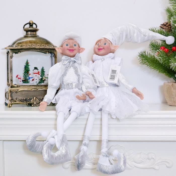 Coffret de décoration,Peluche de Couple elfe pour enfants,1  paire,décoration de noël pour la maison,cadeaux de nouv- FR77-1[D335]