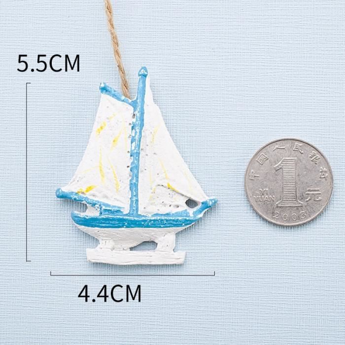 Abaodam Décoration de bateau en une pièce de style méditerranéen, modèle de bateau à voile en bois pour la maison