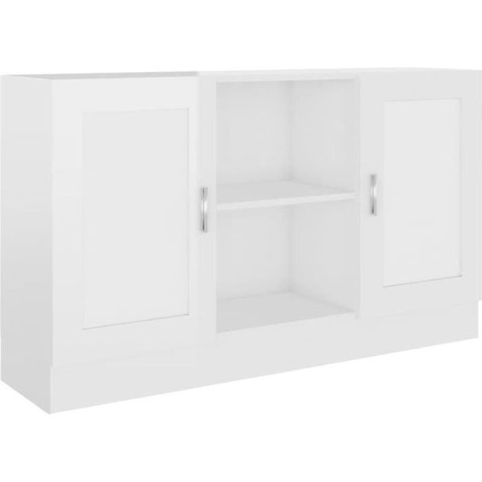 (554942) [Meilleures Mobiliers] Bahut bas Décor Buffet De Cuisine - Buffet Décor Blanc brillant 120x305x70 cm Aggloméré