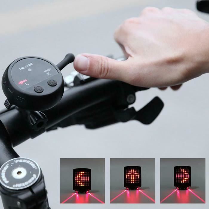 EBTOOLS feu de virage à distance sans fil Vélo vélo télécommande sans fil direction frein clignotant lampe USB feu arrière