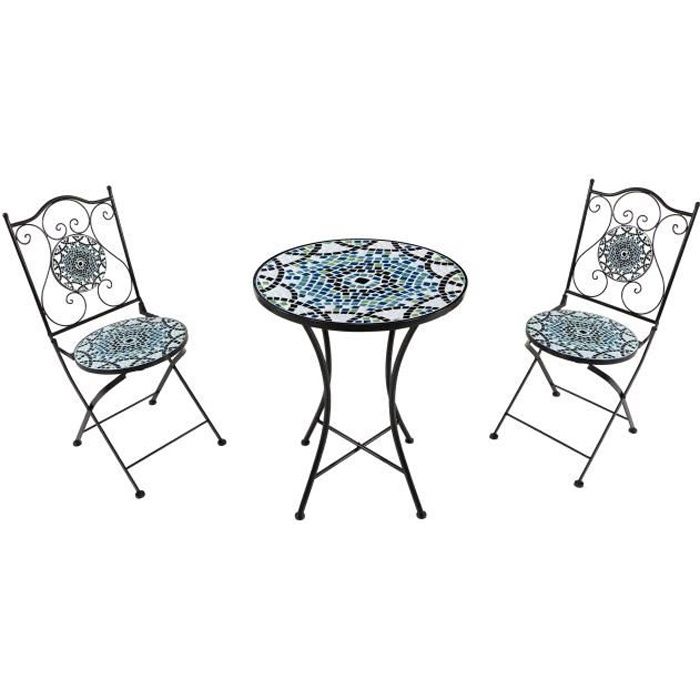 ensemble bistro extérieur axi amélie - 2 chaises 1 table - mosaique multi couleur - salon de jardin bistrot