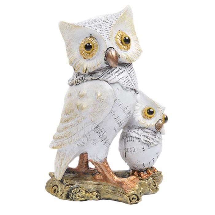 Statue Décorative Chouette En Résine - Figurine Animalière Style Art Brut, Grise