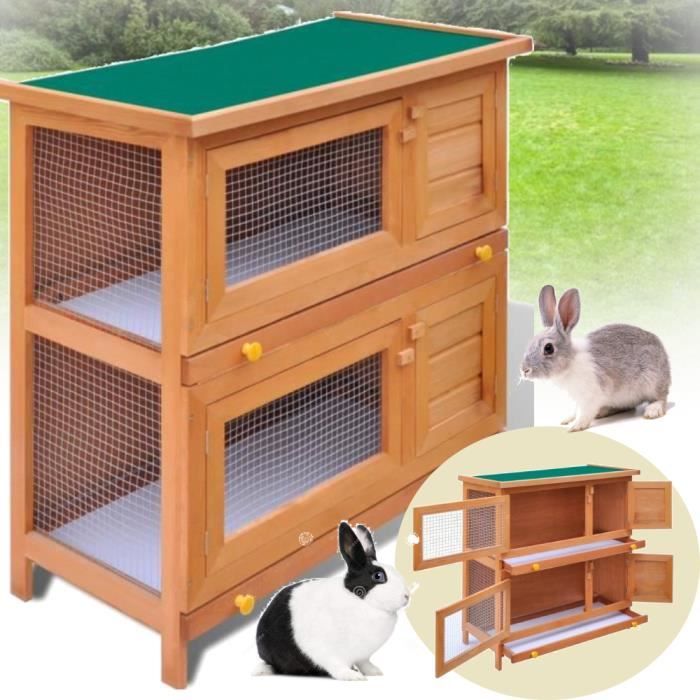 Comparer les prix de Clapier d'extérieur Enclos poulailler - Parc Cage lapin Extérieur - Enclos pour petits animaux 4 portes Bois-HB044