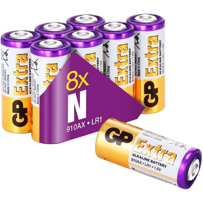 Piles LR1 - Lot de 8 Piles | GP Extra | Batteries LR1 N AM5 - E90 Alcalines 1.5V - Longue durée et Haute Performance