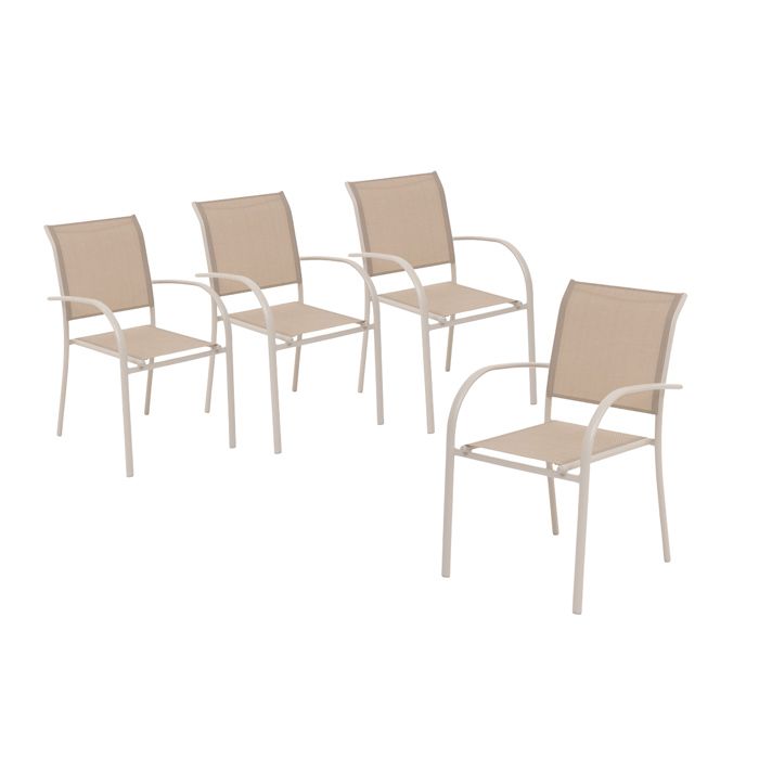 Lot de 4 fauteuils de jardin en texaline Piazza Lin/Blanc - Hespéride Lot de 4 fauteuils de jardin en texaline Piazza Lin/Blanc - Hespéride