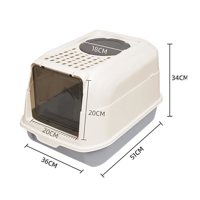 Meilleurs prix pour Bac à litière pour chat entièrement fermé - YIYI - Gris - 36*51*34 cm