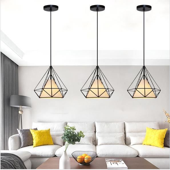 IDEGU 3 Lampes Suspension Luminaire Industrielle Plafonnier Rétro En Métal Lustre Suspension Abat-Jour Design Cage IDEGU 3 Lampes Suspension Luminaire Industrielle Plafonnier Rétro En Métal Lustre Suspension Abat-Jour Design Cage