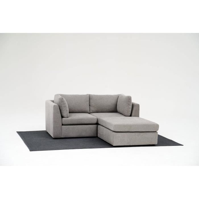Canapé modulable 2 places Gris Tissu Luxe Confort