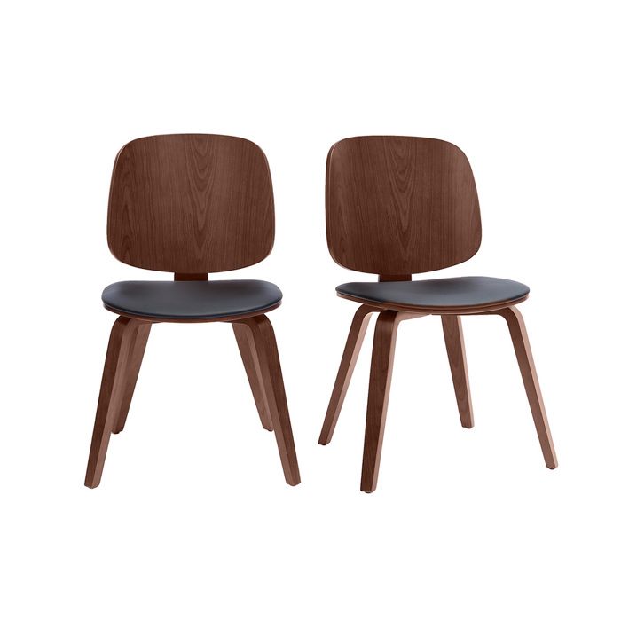 Miliboo - Chaises vintage en bois foncé et noir (lot de 2) BECK Miliboo - Chaises vintage en bois foncé et noir (lot de 2) BECK