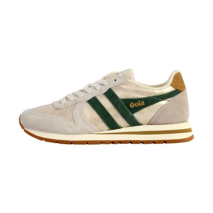 Gola Baskets - GOLA - Daytona Doré - Talon Plat - Lacets - Couleur Blanc/Gold/Brown