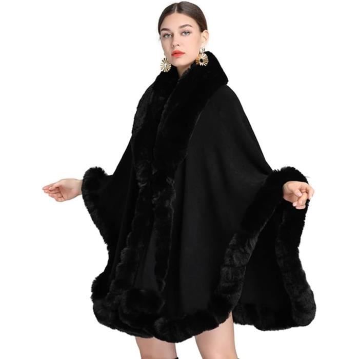 ZGEER Manteaux dhiver pour femmes capes en fausse fourrure manteaux noir Noir Cdiscount Pret a Porter