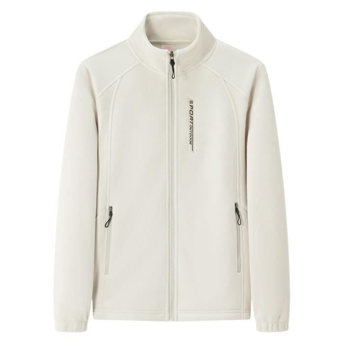 Veste Polaire Femme Automne Hiver Col Montant Fermeture éclair  Beige Randonnée Alpinisme