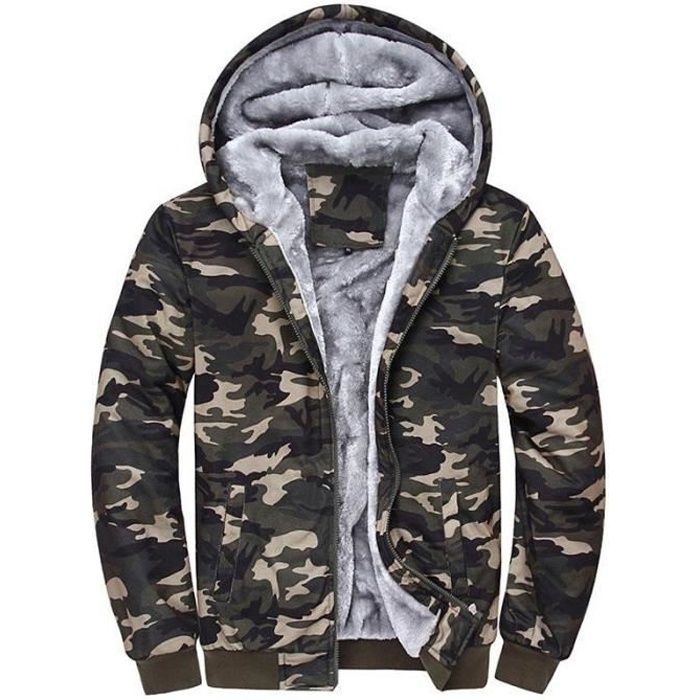 Xnova - Veste Polaire Doublée Sherpa Pour Homme - Coupe-vent, épaisse, Style Militaire - Idéale Hiver Et Mi-saison