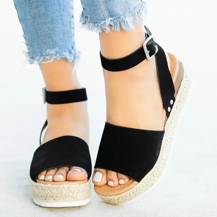 Chaussures Sandales à talons hauts Compensées BCBGeneration Compens\u00e9 noir style d\u2019affaires