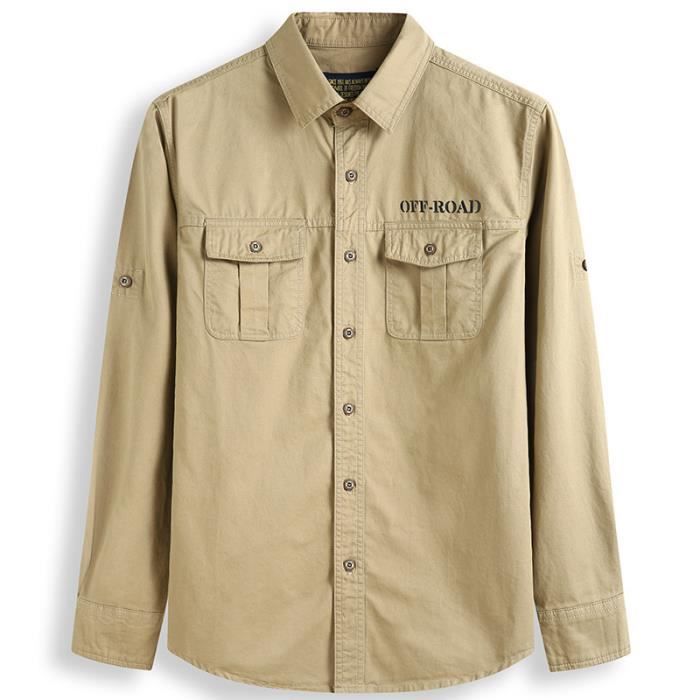 Chemise Homme été En Coton Et Lin - Manches Longues, Col Grand-père, Coupe Régulière, Légère Et Respirante Haut Plage Manches Longues